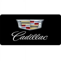 Cadillac Emblem With Script On Black Photo License Plate