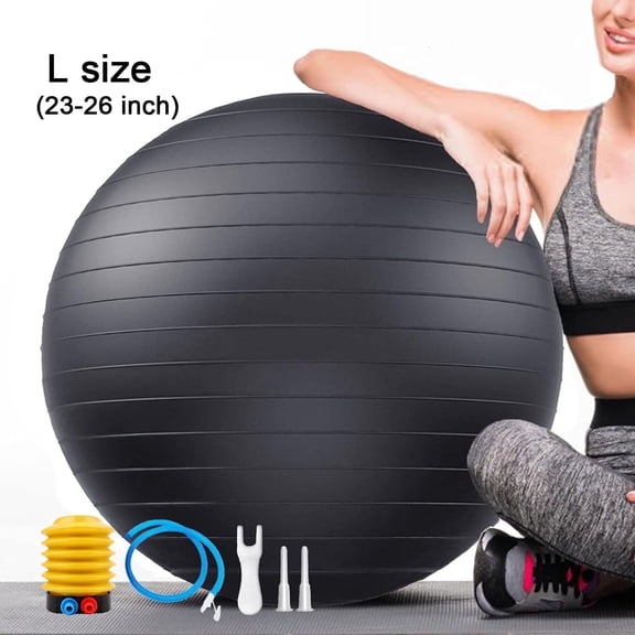 L Size（23-26 inch）Soft Exercise Ball, Anti-Burst Yoga Ball Chair Supports 2200lbs, Stability Swiss Ball w/ Pump for Pregnancy Birthing, Excersize, Workout, Fitness