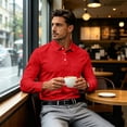 thumbnail image 5 of Long Sleeve Polo Shirts for Men Relaxed Fit Dress Button Golf Shirt With Pocket, XL, 5 of 8