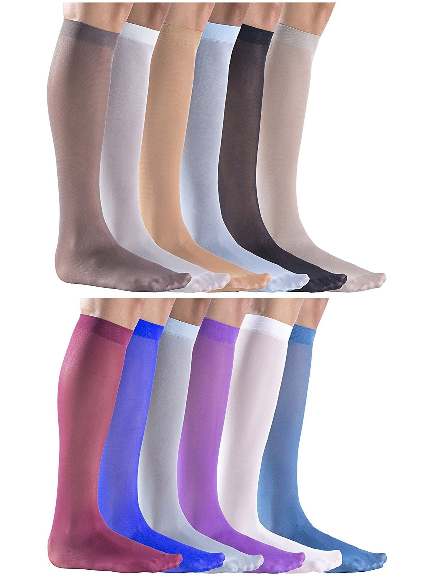10 Pairs Women Opaque Knee Sock Nylon Trouser High Sock Fashion Dress Sock 
