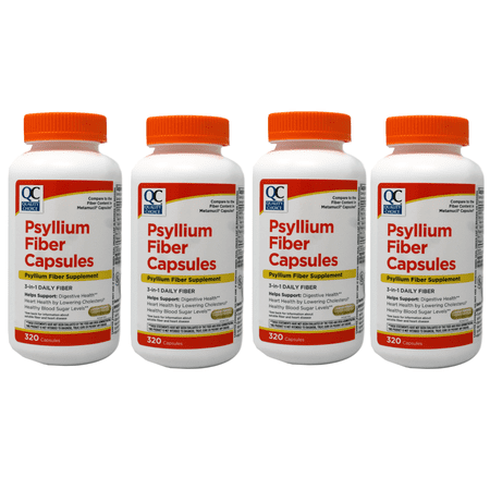 Quality Choice Psyllium Fiber Capsules, Plant-Based Soluble Fiber for Regularity Support, 320 Count Pack of 4