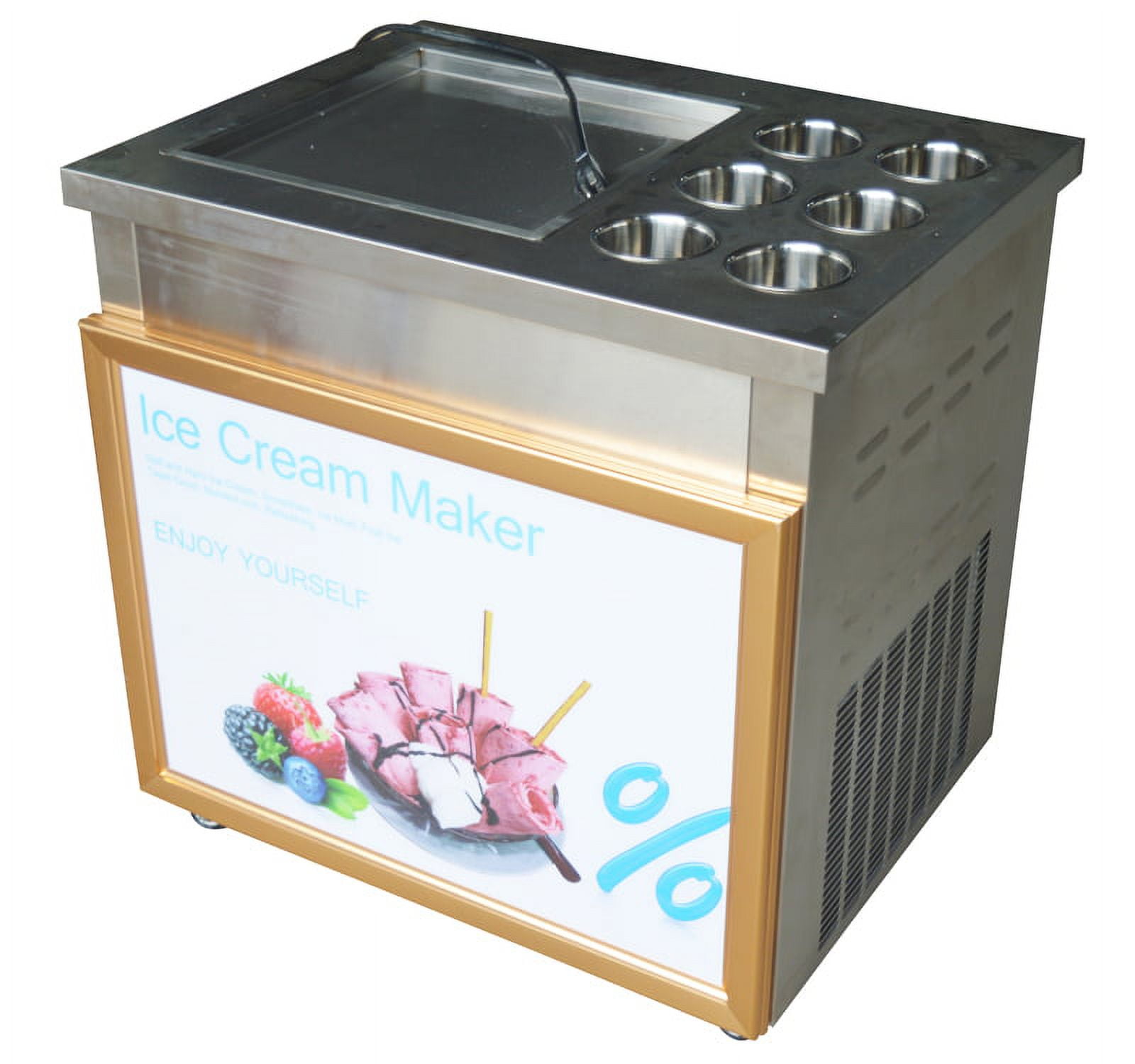 Commercial Ice Cream Maker Fried Ice Cream Roll Machine Instant Stir Roll Yogurt Dessert Machine with Dust Cover