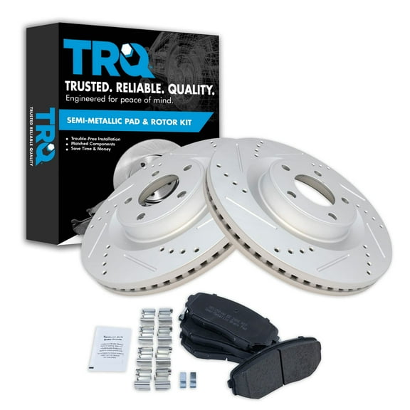 TRQ Front Performance Brake Pad & Rotor Kit Brake Pads Brake Rotors Set Semi-Metallic Premium G-Coated Fits Select 2007-2014 Ford Edge 2007-2015 Lincoln MKX