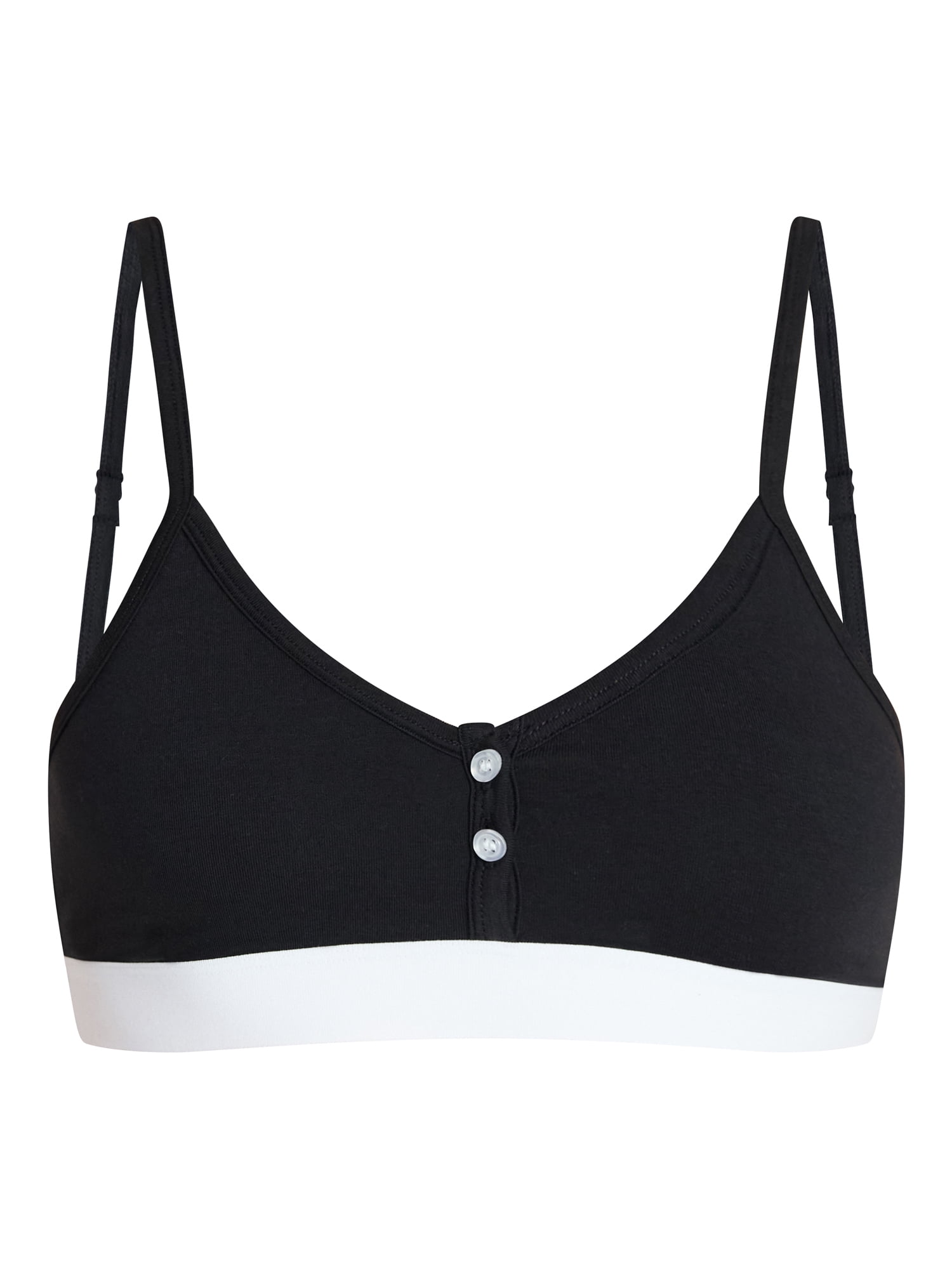 No Boundaries Women's Cotton Jersey Triangle Bralette w/Buttons Sizes XS-XXXL