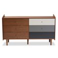 thumbnail image 3 of Bowery Hill Commode en Bois à 6 Tiroirs, Finition Noyer Brun et Gris, 3 of 9