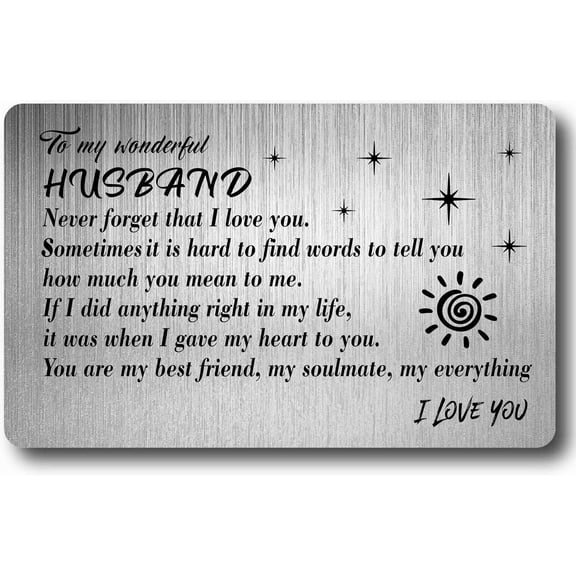 Engraved Wallet InsertI Love You Metal Wallet Card Insert Mini Love Notes for Him Men Boyfriend Husband Anniversary Wedding Birthday Valentine from Girlfriend Wife Gray