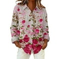 thumbnail image 3 of Gkeoshab Valentine's Day Waffle Knit Shirt for Women Long Sleeve V-Neck Blouse Textured Top Beige 4XL, 3 of 7