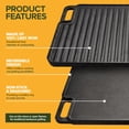 thumbnail image 4 of Cast Iron Griddle/Grill Reversible Combo Set + Protective Mitts, Grill Press & Scraper- Pre-seasoned Indoor & Outdoor gas Stove Griddle- Stovetop, Camping or Home Cooking Non-Stick Griddle Pan, 4 of 8