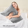 thumbnail image 2 of Satin Pillowcase for Hair and Skin, Silk Satin Pillowcase 2 Pack, Pillow Cases Set of 2, Silky Pillow Cover with Envelope Closure (20x26" Grey), 2 of 5
