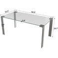 thumbnail image 2 of 66.9" Modern Clear Glass Dining Table for 6–8 People, Clear Rectangle Tempered Glass Top with Metal Legs, Minimalist Kitchen & Dining Room Table, 2 of 6
