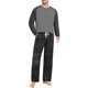thumbnail image 1 of Conjunto de pijama informal de estilo masculino, camisa de manga larga con cuello redondo y cordón en la cintura, pantalones largos holgados, conjuntos para el hogar, pantalones cortos de manga corta, 1 of 7