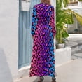 thumbnail image 3 of A Colorful Leopard Print Women's Long Dress Long Sleeves Dress Vintage Dresses Party Maxi Dress High Waist Dress, 3 of 4