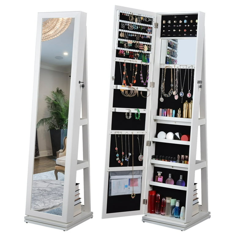 Free standing 2024 mirror jewellery cabinet