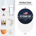 thumbnail image 6 of Zufioo Happy Veterans Day Print Leather Coaster Set, Decorative PVC Coasters 4-pack - Scald and Stain-resistant, Suitable for Home, Cafes, Restaurants-Round Shape, 6 of 6