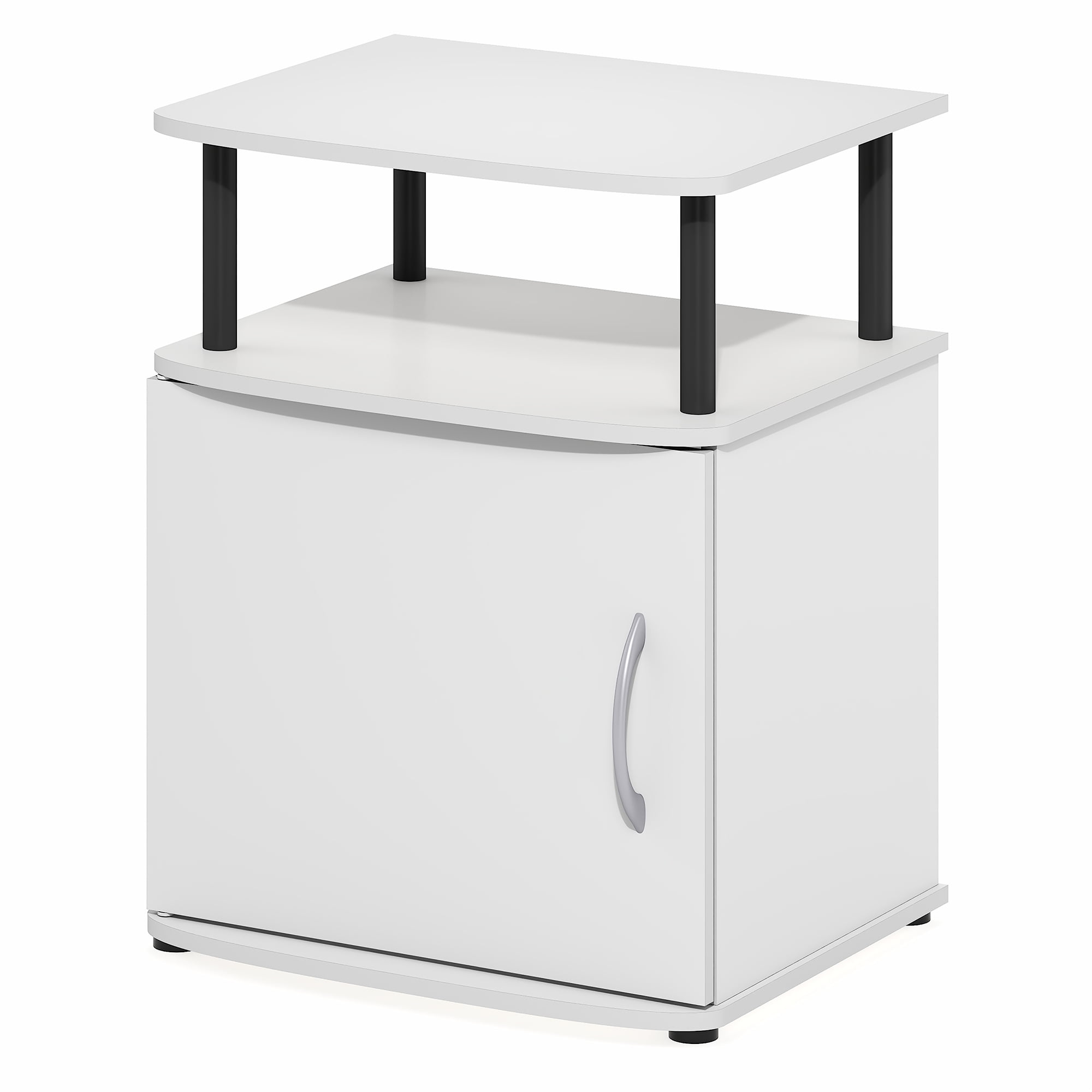 Furinno JAYA Side Table 2-Tier Shelf w/ Door Cabinet Night Stand White