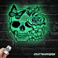 thumbnail image 3 of Craftnamesign Rose Sugar Skull Metal Wall Art LED Light, Flower Skull Sign, Skull Wall Decor, 3 of 5