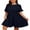 Navy Blue, variant on Cuteduck Womens Plus Size Dresses Short Sleeve Ruffle Hem Tiered Textures Babydoll Dress 0X-4X