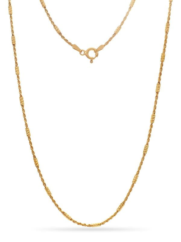Gold Over Sterling Silver Diamond Cut Rope Chain Necklace 24 Inch