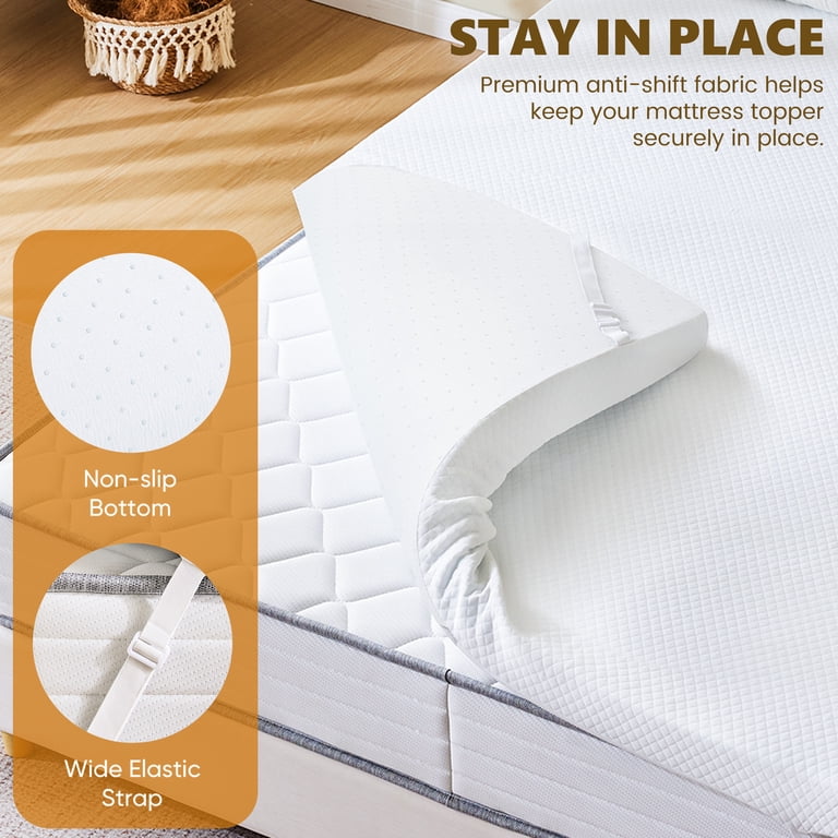 Concetta 2 Inch Gel Memory Foam Mattress Topper, Twin, White photo 6