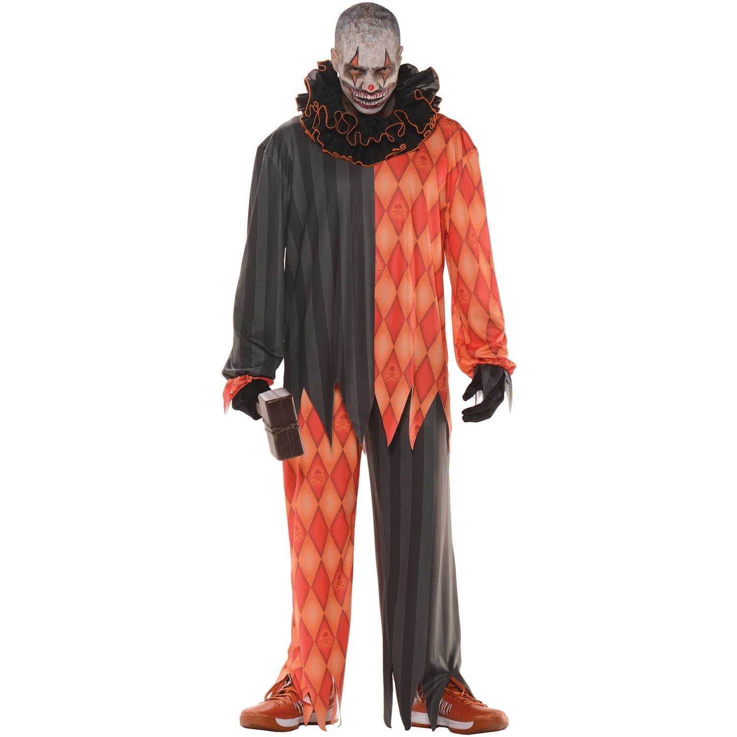 Adult KILLER CLOWN Shirt MASK Halloween Circus Horror Mens Fancy Dress Costume 