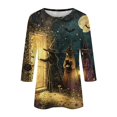 thumbnail image 5 of JoveMarine Halloween Shirts for Women, 3/4 Sleeve Crew Neck with Moon Bat Print, Loose Fit Fall Graphic Tee,Black L, 5 of 7