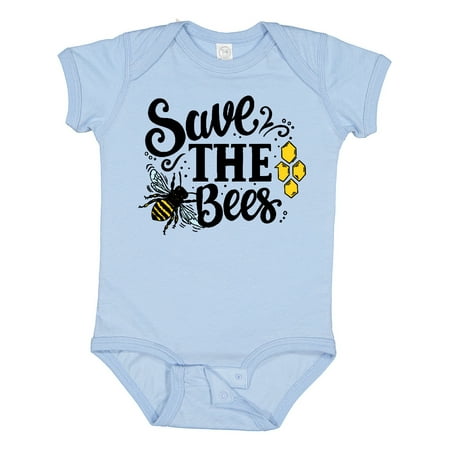 

Inktastic Save the Bees with Bee Illustration with Color Gift Baby Boy or Baby Girl Bodysuit