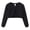 a-Black11, variant on Girls Kids Cropped Knit Cardigan Solid Color Button Down Crew Neck Wavy Edge Casual Coat For Daily Wear Stylish Jacket