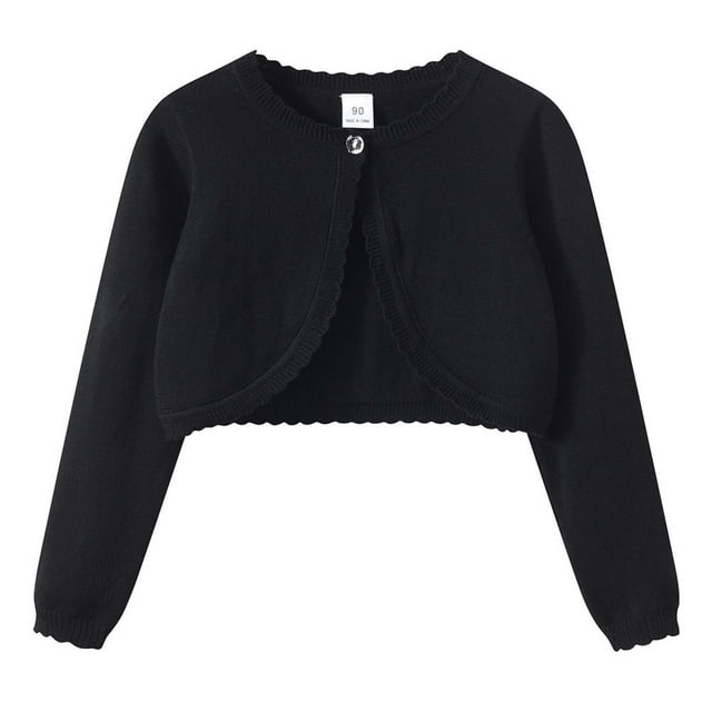 T-shirts Graphiques pour Filles Cardigan en Tricot Chandail Col Rond Ouvert Printemps Léger Superposition Noir Sortie Automne Hauts pour 9-10 Ans