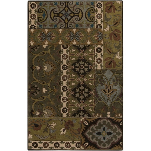 Caesar CAE1139 Area Rug in Olive, Olive, Black, Chocolate, Olive, Teal, Rust, Moss, Beige, Taupe