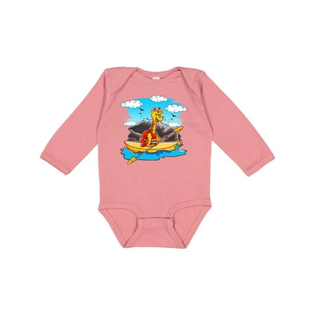 

Inktastic Kayaking Kids Giraffe Kayak Gift Baby Boy or Baby Girl Long Sleeve Bodysuit