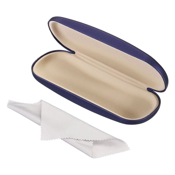Funda de gafas de carcasa dura, funda de gafas para hombres y mujeres con paño para gafas, azul