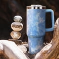 thumbnail image 6 of 40 oz Tumbler with Handle and Straw Lid | Vacuum Insulated Leak Proof Tumbler | Stainless Steel Water Bottle Cup Gifts for Dads Moms Women Men Him Her | Green Marble, 6 of 6