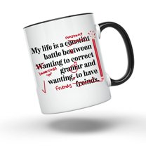 Bliss Monkey Co. Grammar Coffee Mug - Funny Grammar Teacher Coffee Mug - 11 Ounces - English Teachers School Motivation Pun Correction - BMCM00041