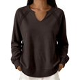 thumbnail image 3 of Lumistal Womens Sweatshirt Long Sleeve V Neck Lace Loose Fit Fall Pullover Tops Sweatshirts for Women Trendy Lightweight Tunic Top Spring Fall Outfits Brown M, 3 of 7