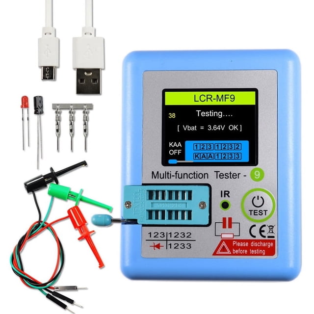LCR-MF9 TFT Affichage LCD Testeur Transistor Multi-Mètre Diode Triode Condensateur Résistante Mètre MOSFET NPN PNP Triac