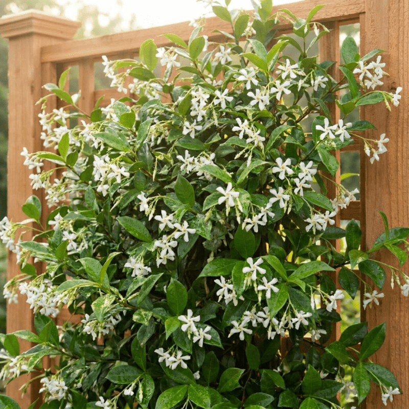 Jasmine Plant Live, Green Star Jasmine Plant, 8 - 10 Inc Tall, Fragrant Flowers, Fast Growing Vine for Trellis, Outdoor Garden or Patio