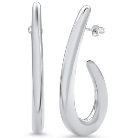 Plain j Hoop .925 Sterling Silver Earrings