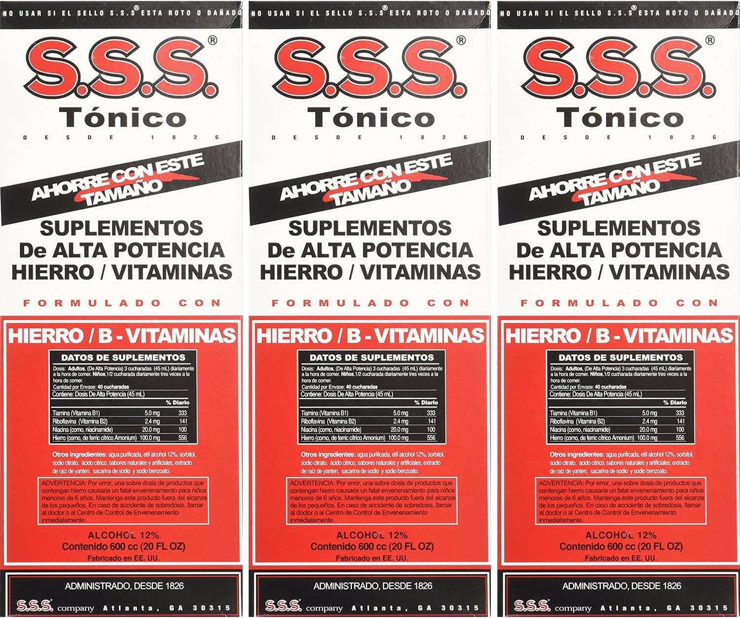 S.S.S. Tonic Liquid a High Potency Iron/ B-Vitamin Supplement, 20 Fl. Oz. (Pack of 3)
