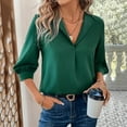 thumbnail image 2 of Mittory Womens 3/4 Sleeve Tops Dressy Casual Business V Neck Chiffon Office Shirts Work Blouses, 2 of 8