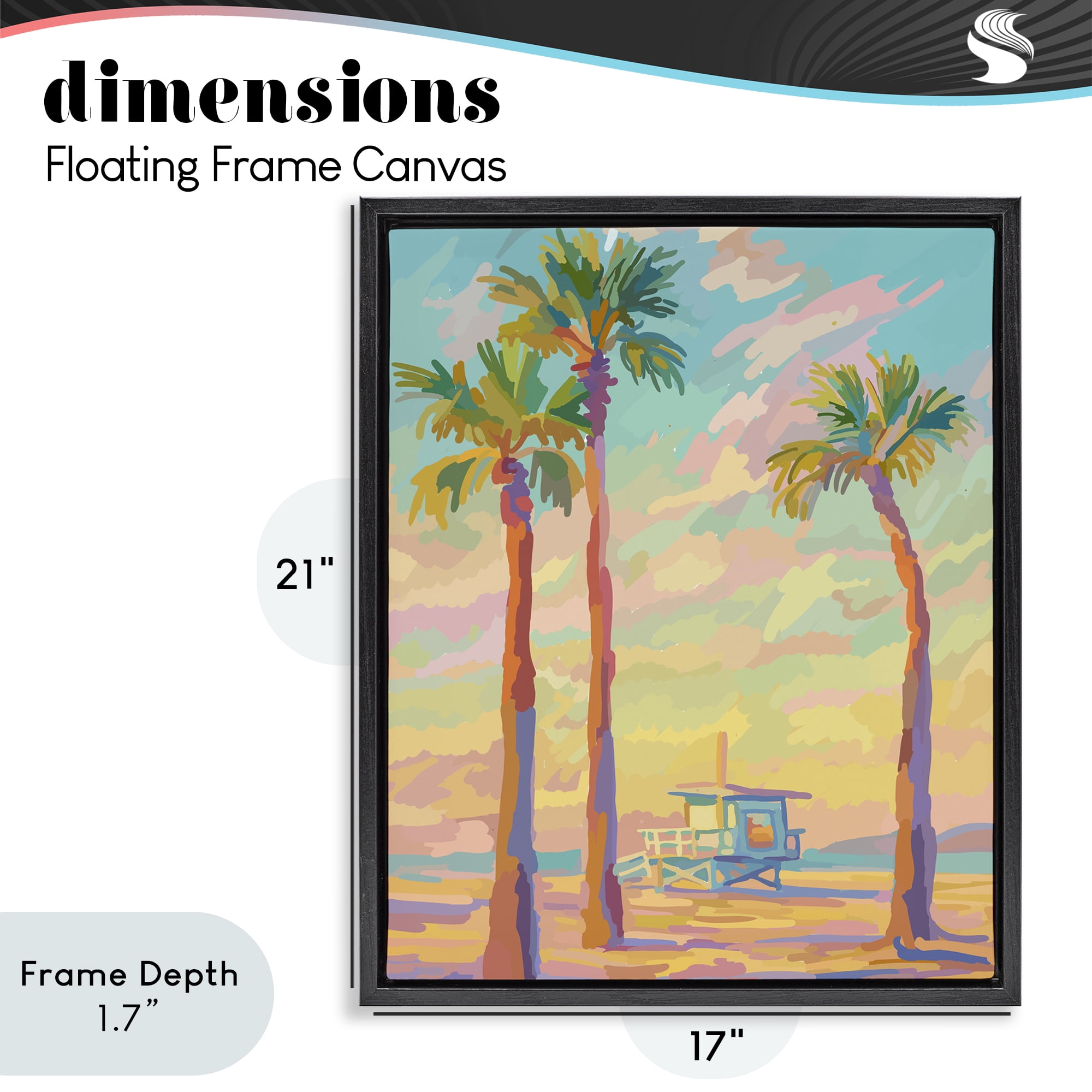 Stupell Industries Beachside Palms Abstraction Black Framed Floater Canvas Wall Art, design by Amelia Noyes