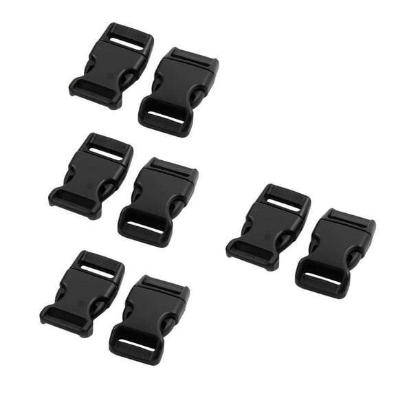 Backpack Strap Plastic Connecting Side Quick Release Buckle Black 16mm 8pcs
