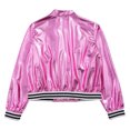 thumbnail image 5 of Ocealan Girl's PU Leather Long Sleeve Zip-Up Bomber Jacket Coat Jazz Hip Hop Street Dance Festival Pink 14, 5 of 7