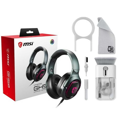 MSI Immerse Wired Over-the-head 7.1 Gaming Headset Black With Cleaning Kit Bolt Axtion Bundle Used