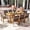 Natural + Gray, variant on Costway 9PCS Acacia Wood Outdoor Dining Set with 1.97” Umbrella Hole for Backyard, Garden Natural +Off-White