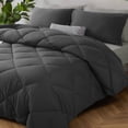 thumbnail image 4 of HIG 7 Piece Reversible Queen Comforter Set - Gray Quilted Down Alternative Bedding All Season Super Soft Microfiber Bed in a Bag Includes Sheets Pillowcases Shams, 4 of 9