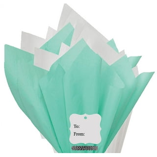 100Sheets Sage Green and White Gift Wrap Pom Pom Color Tissue Paper Mix  with 12 To From Gift Tags & Twine 