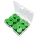 thumbnail image 1 of Tapones para los oídos para dormir, 12 tapones para los oídos de arcilla especial suave, pequeños, ligeros, portátiles, individuales, 0,8 cm de diámetro, reducción de ruido, color verde, 1 of 12