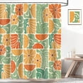 thumbnail image 3 of Boho Abstract Colorful Floral Shower Curtain, Vintage Retro Patchwork Blue Green Flower Botanical Geometric Aesthetic Groovy Bathroom Decor Shower Curtain Set with 12 Hooks, 72X72IN, 3 of 6