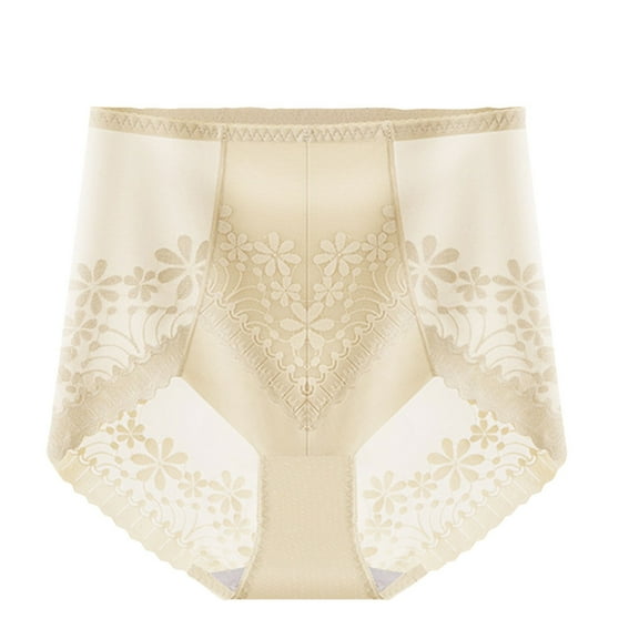 Lace Shapewear for Women High-Waisted Briefs Silk Crotch Underwear Butt Belly Lifting Panties Jacquard Underwear