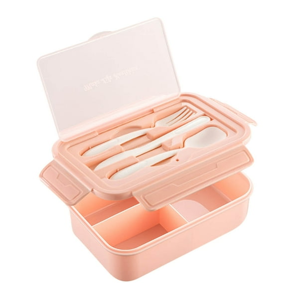 Fiudx Fiambrera Bento, Apta para Microondas, Hermética y a Prueba de Fugas, con 3 Compartimentos y Vajilla, Aislamiento Térmico, Ideal para Oficina y Escuela, Capacidad de 1400 Ml, Tamaño: 20,5 X 13,